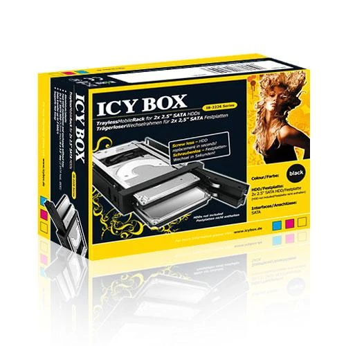 ICYBOX IB-2226StS Icy Box Mobilus stovas skirtas 2x 2,5 SATA HDD arba 3,5 SSD, Juodas