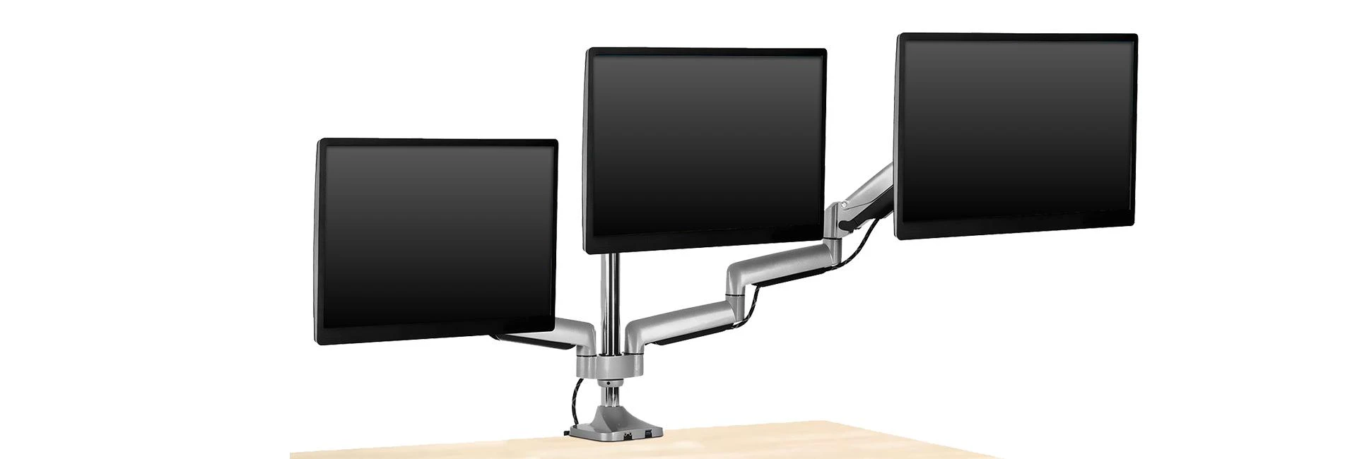 Laikiklis Icy Box Raidsonic Monitorius stovas su stalo laikikliu trims monitoriams IB-MS505-TI Desk Mount, 32", Sidabrinis/Juodas
