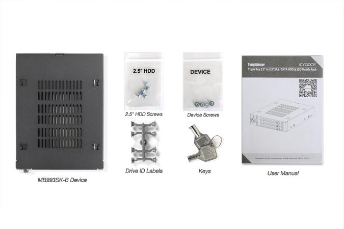Icy Dock 3x 2,5 colio HDD / SSD, SAS / SATA lizdas (MB993SK-B)