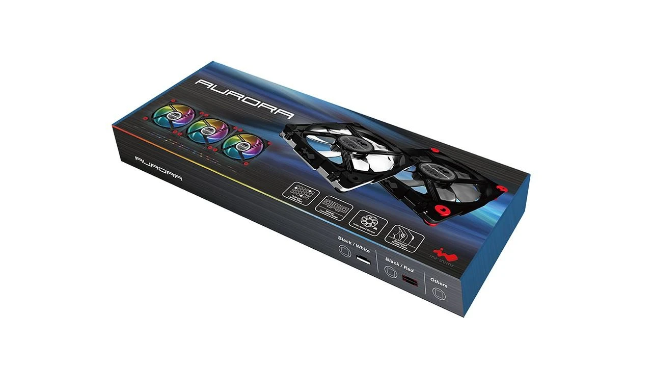 In Win InWin Aurora RGB-LED korpuso ventiliatorius, 120mm, 3er Set – juodos spalvos/baltos spalvos