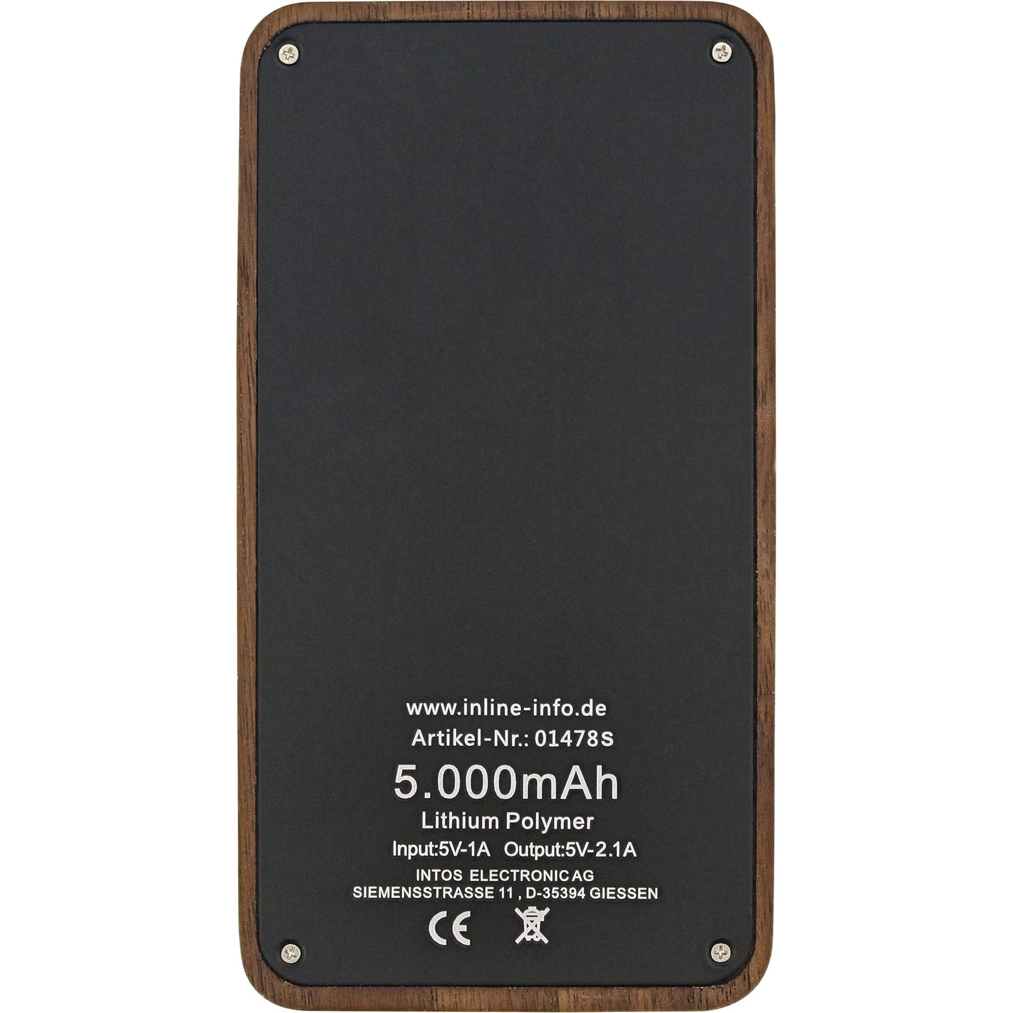 Powerbank InLine Woodplate 5000mAh Ruda