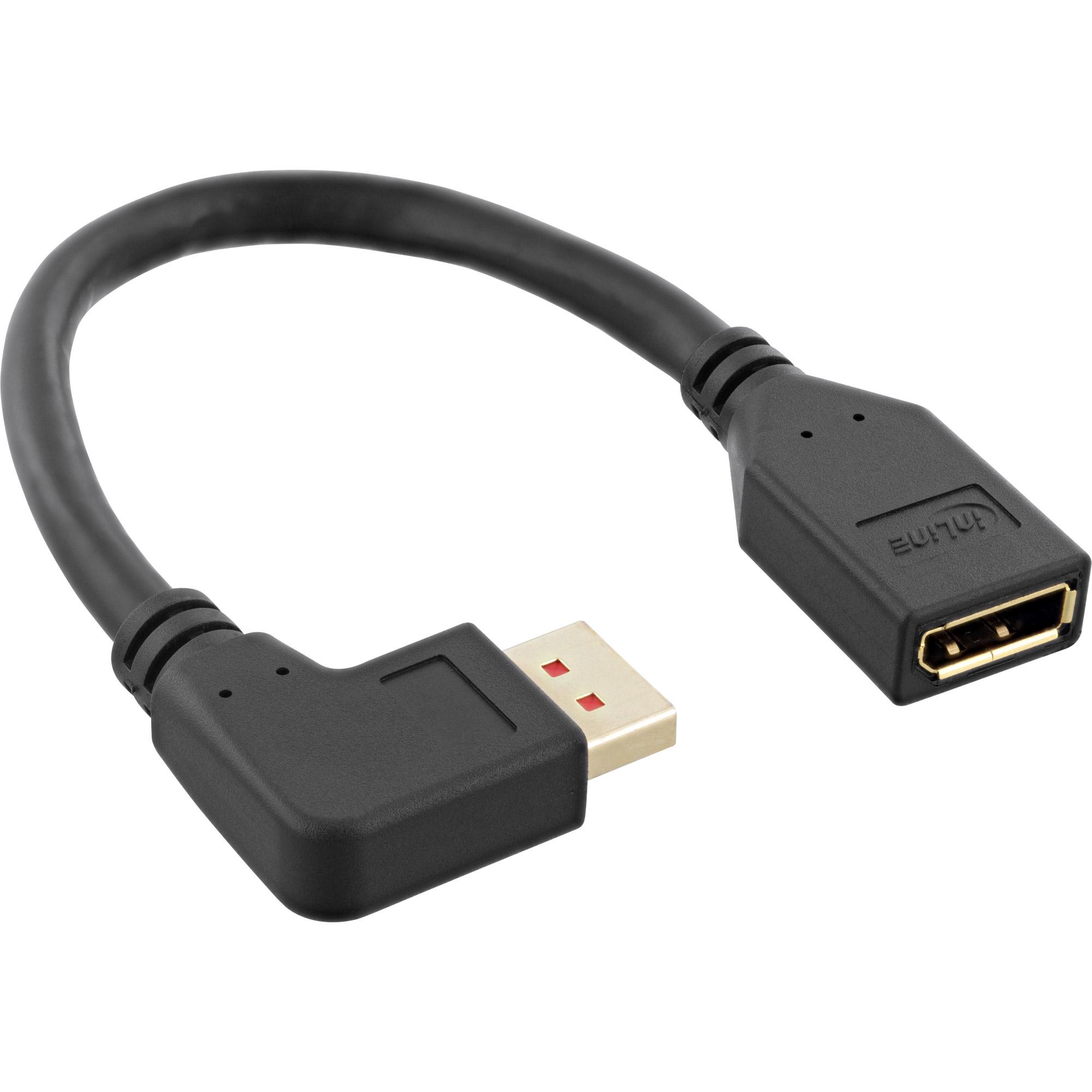 InLine DisplayPort adapterio laidas, 8K4K, kampuotas į kairę - 0,15 m