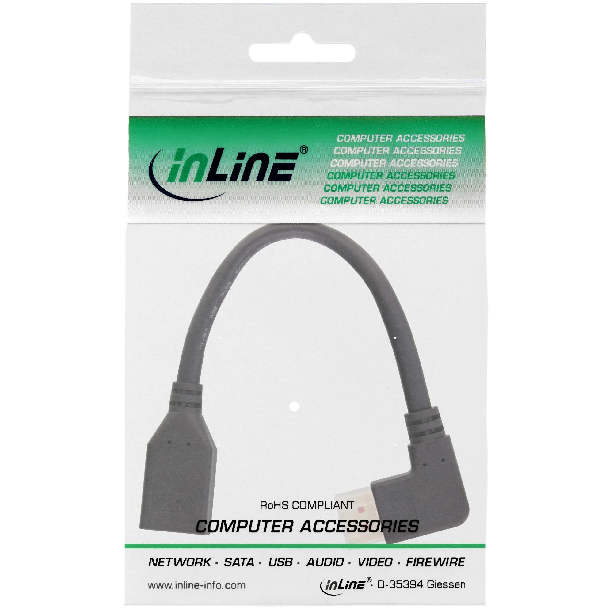 DisplayPort 90 laipsnių kampinis adapteris pakuotėje