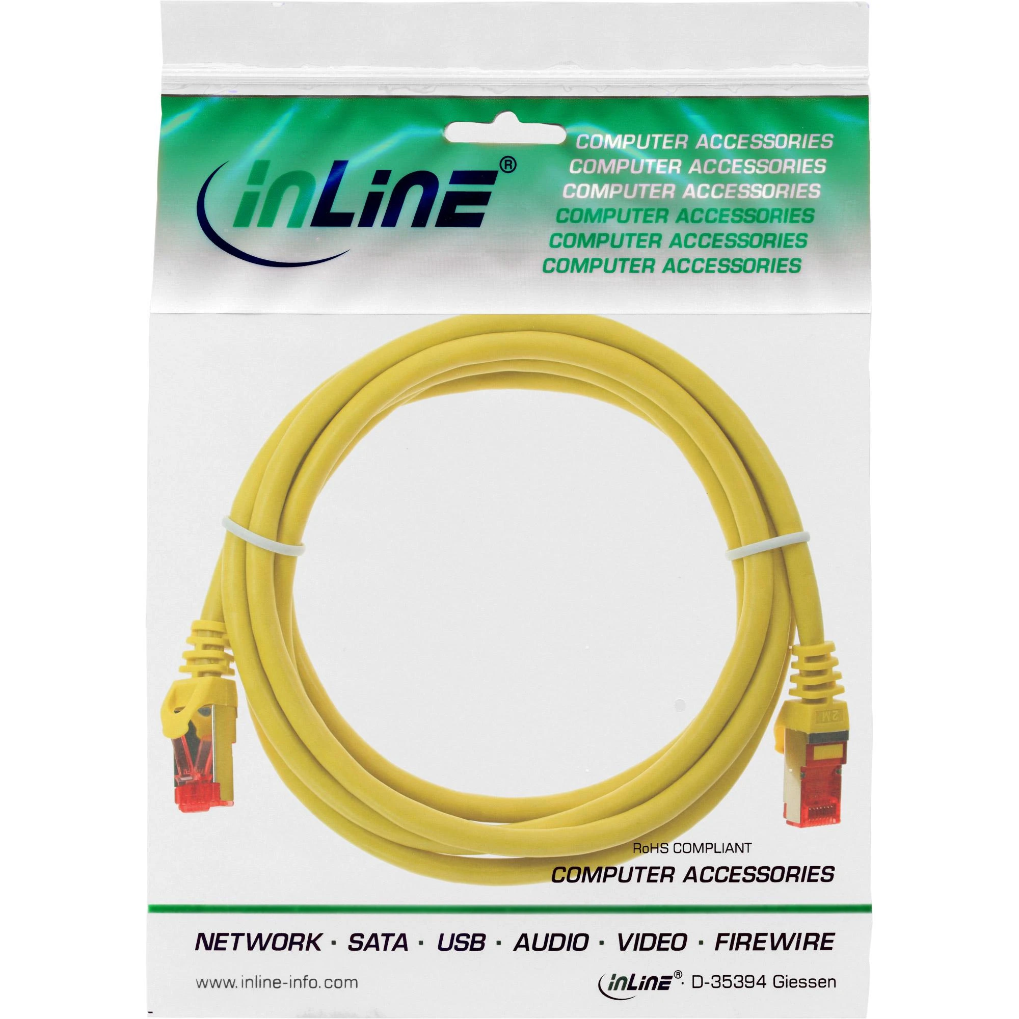 InLine 76450Y pataisomasis kabelis RJ45 kištukas iki RJ45 kištukas S/FTP Cat.6 geltonas 0,5 m