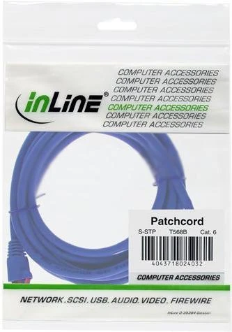 InLine Patch kabelis SF/UTP Cat.5e AWG26 CCA PVC mėlyna 100m (72099B)