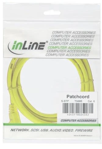 InLine Patch tinklo kabelis Cat.6A, S/FTP (PiMf), 500MHz, geltona, 10m (76800Y)