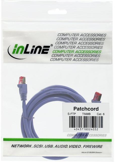 InLine 10m Cat.6 tinklo kabelis 1000 Mbit RJ45 - violetinė (76400P)