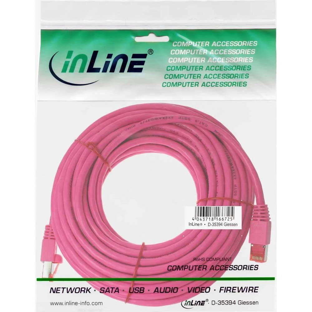 InLine Pečkordas S / FTP, PIMF, 6 kat., PVC, rausva 10m (76400M)