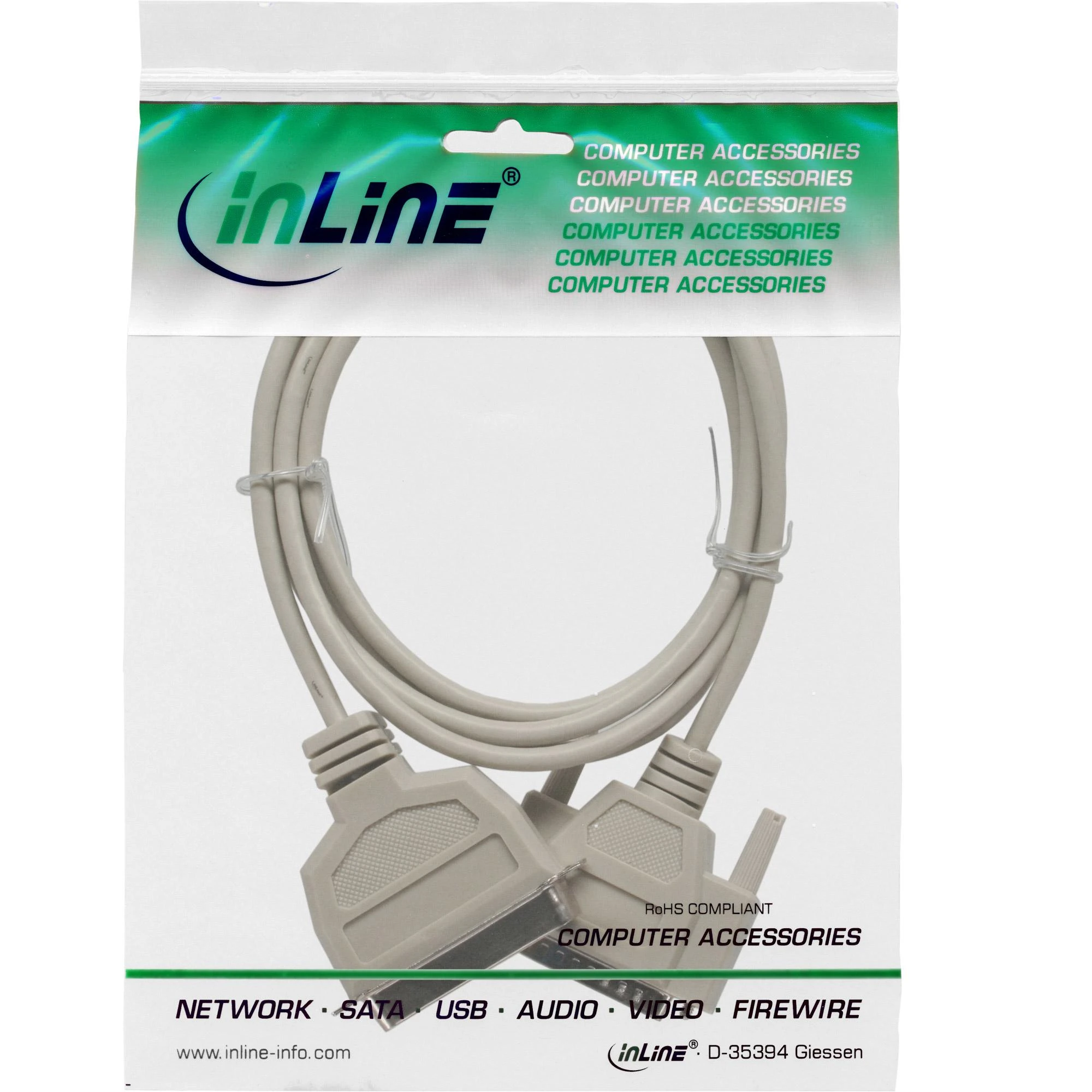 InLine DB-25 – Centronics 36 kontaktų, 2m, Pilka (11442)