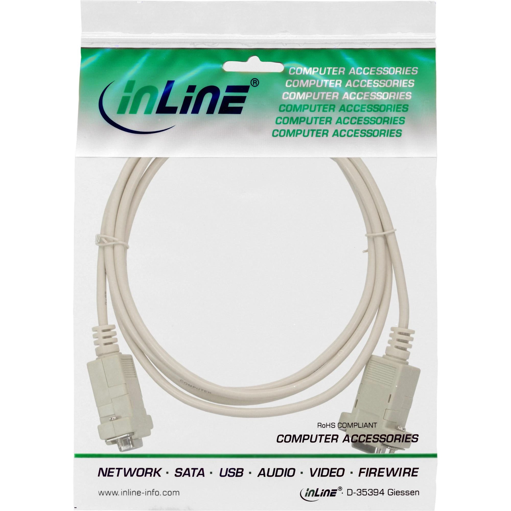 InLine DB-9 - DB-9, 3m, Kremas (12224L)