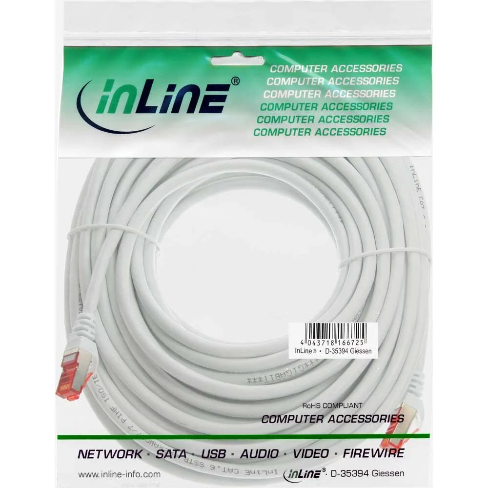 InLine Patchcord S/FTP, PiMF, Cat.6, PVC, balta 15m (76415W)