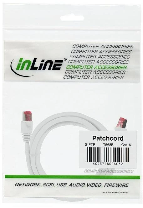 InLine Patchcord S/FTP, PiMF, Cat.6, PVC, balta 15m (76415W)