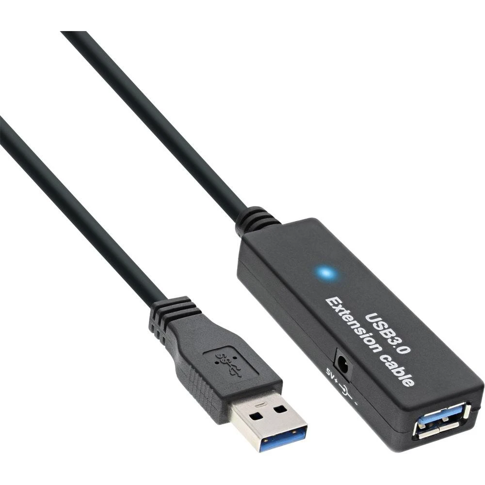 Kabelis USB InLine USB-A - 15 m Juodas (35656)