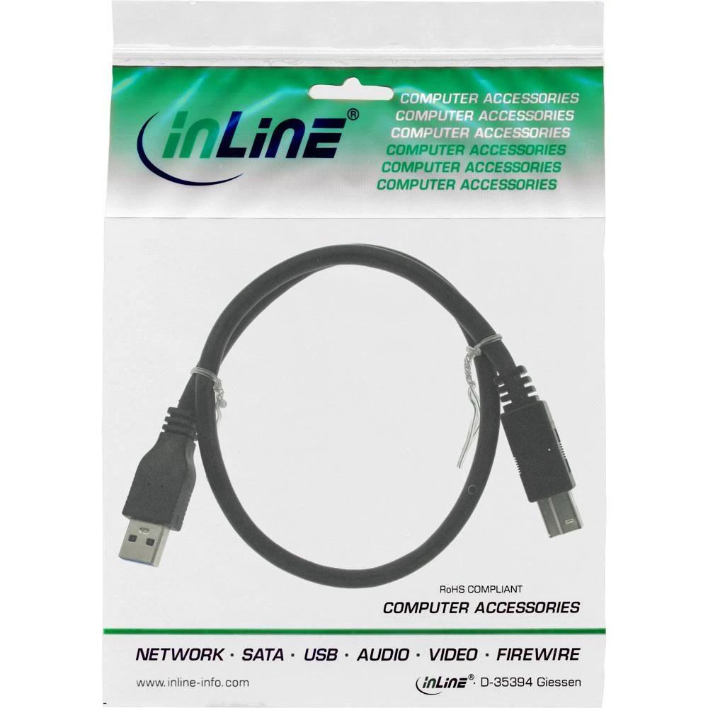 USB kabelis InLine USB-A - USB-B 1,5 m Juodas (35315)