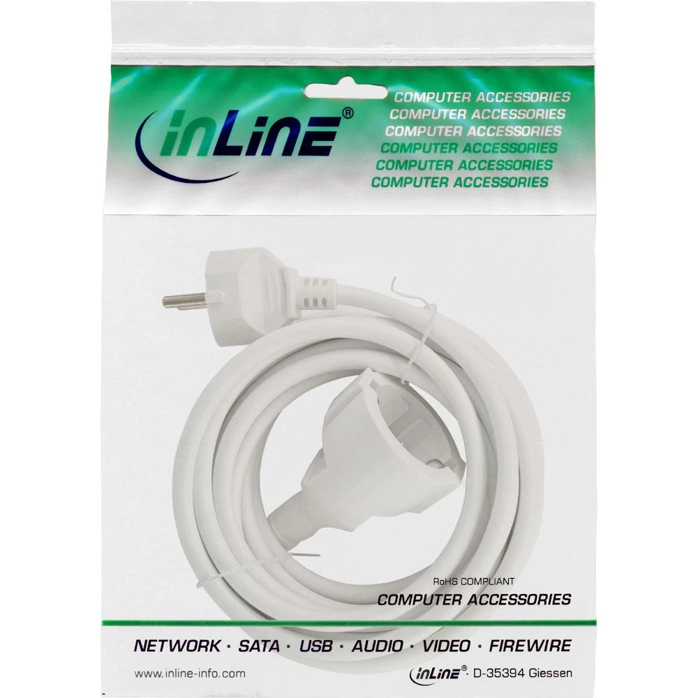 InLine maitinimo ilgintuvas, balta 5m (16405W)