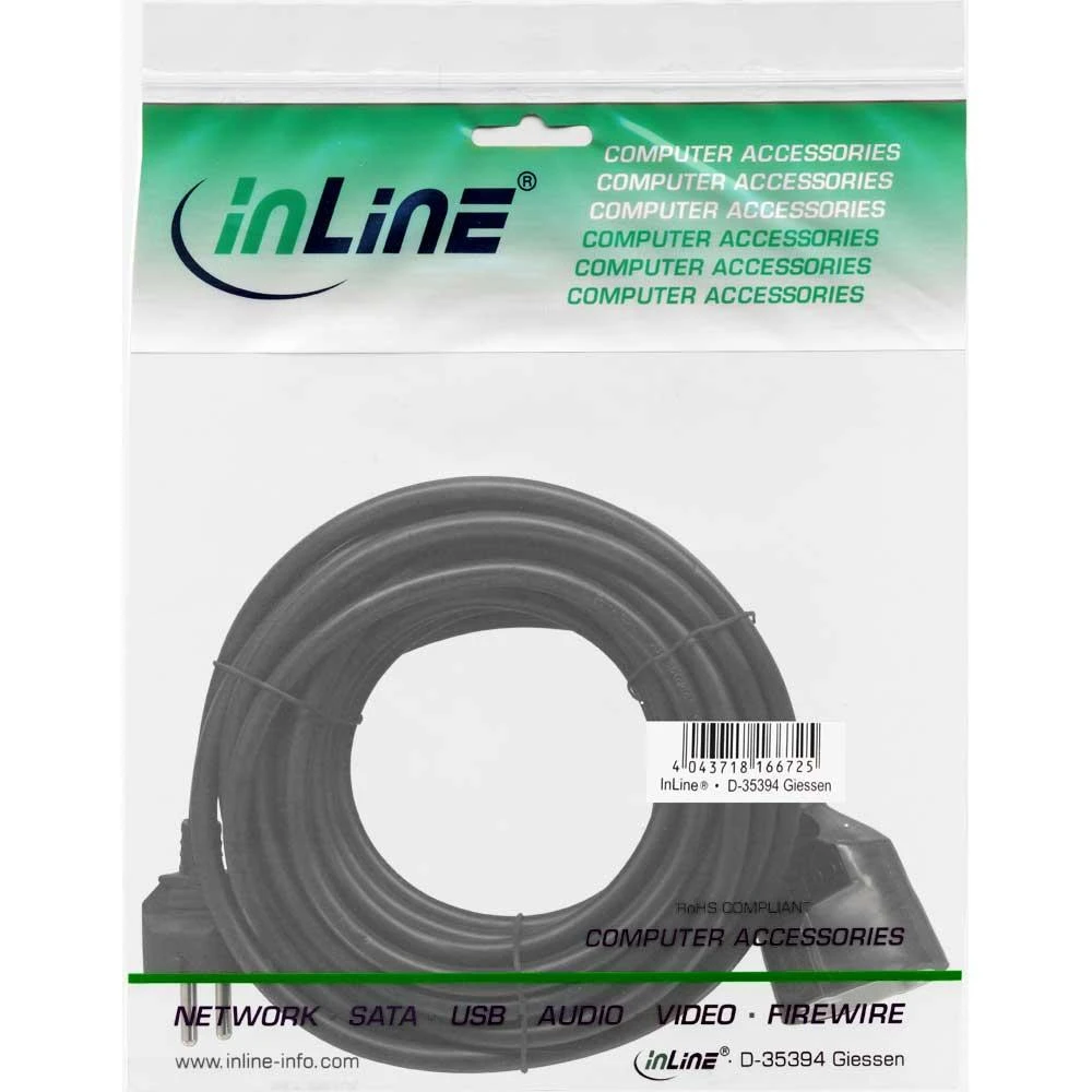 InLine maitinimo prailginimo laidas, 7m Juoda (16407)