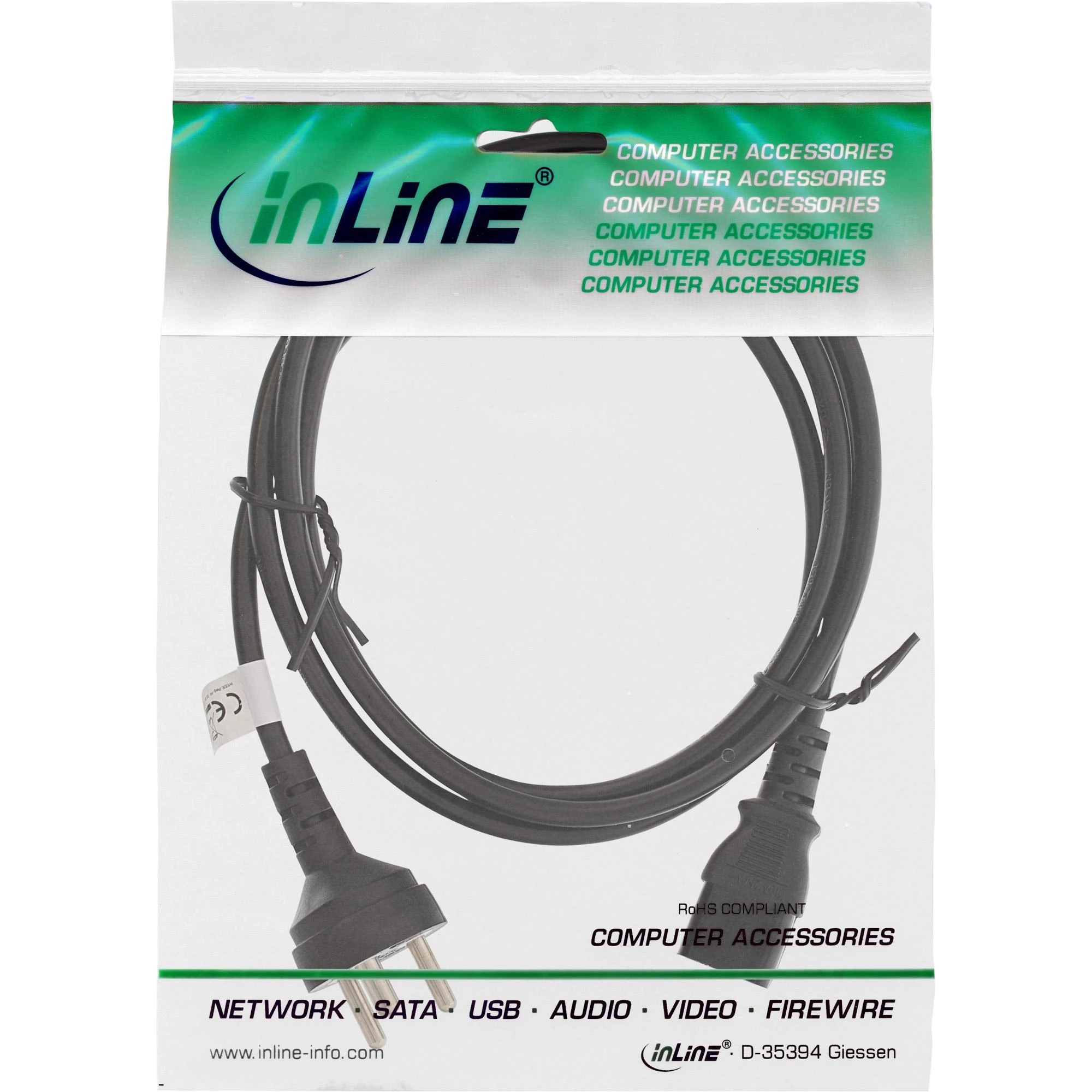 Maitinimo kabelis InLine Type K – IEC C13 jungtis (16652K)
