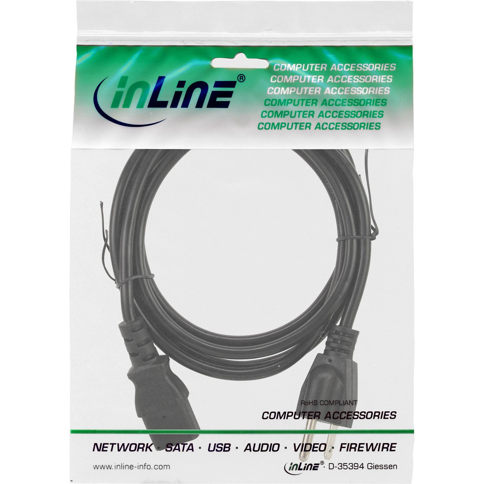 InLine USA iki IEC C13 maitinimo laidas, 1,8 m (16652U)