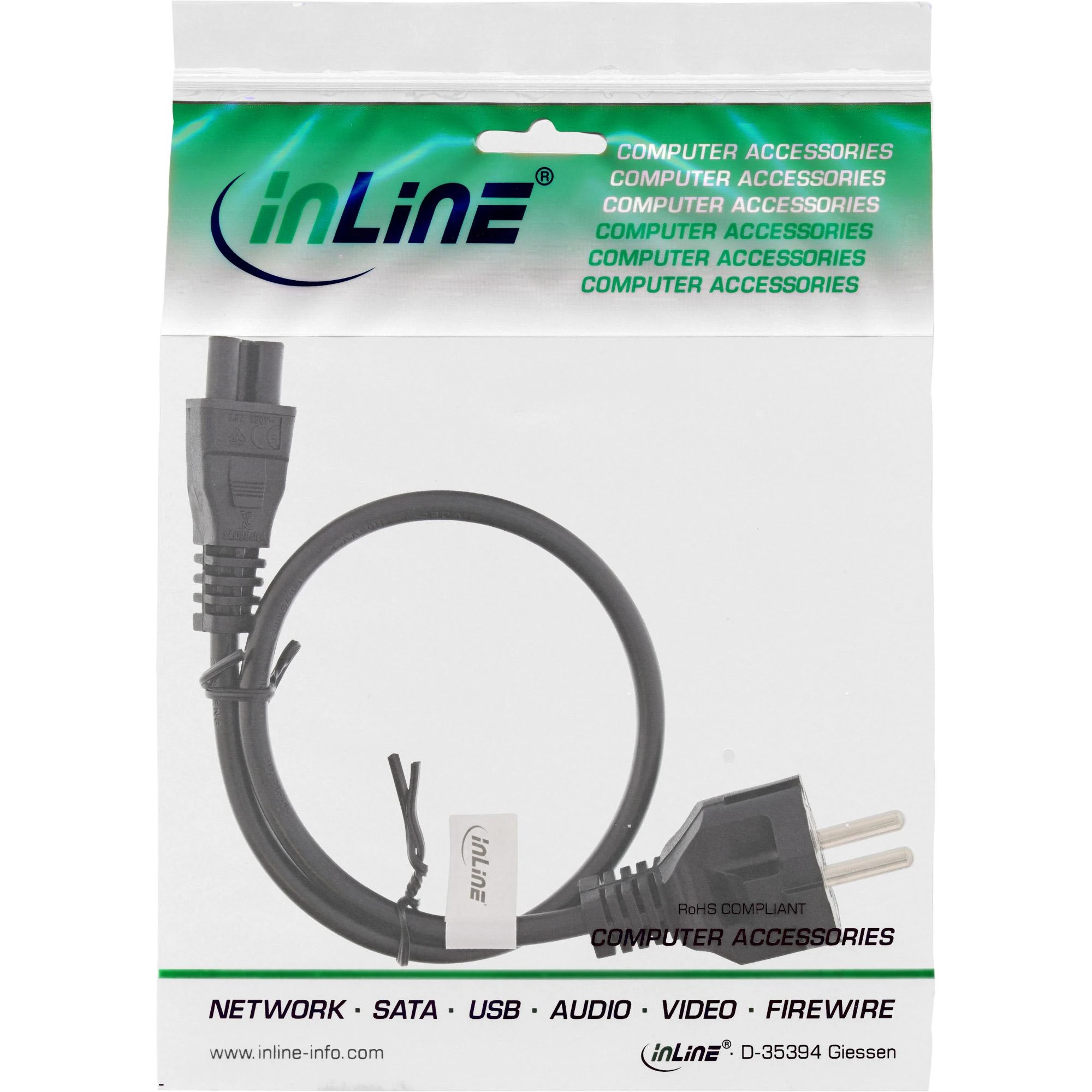 InLine maitinimo laidas Intel NUK, 3 kontaktų jungtis, juodas, 0,5 m