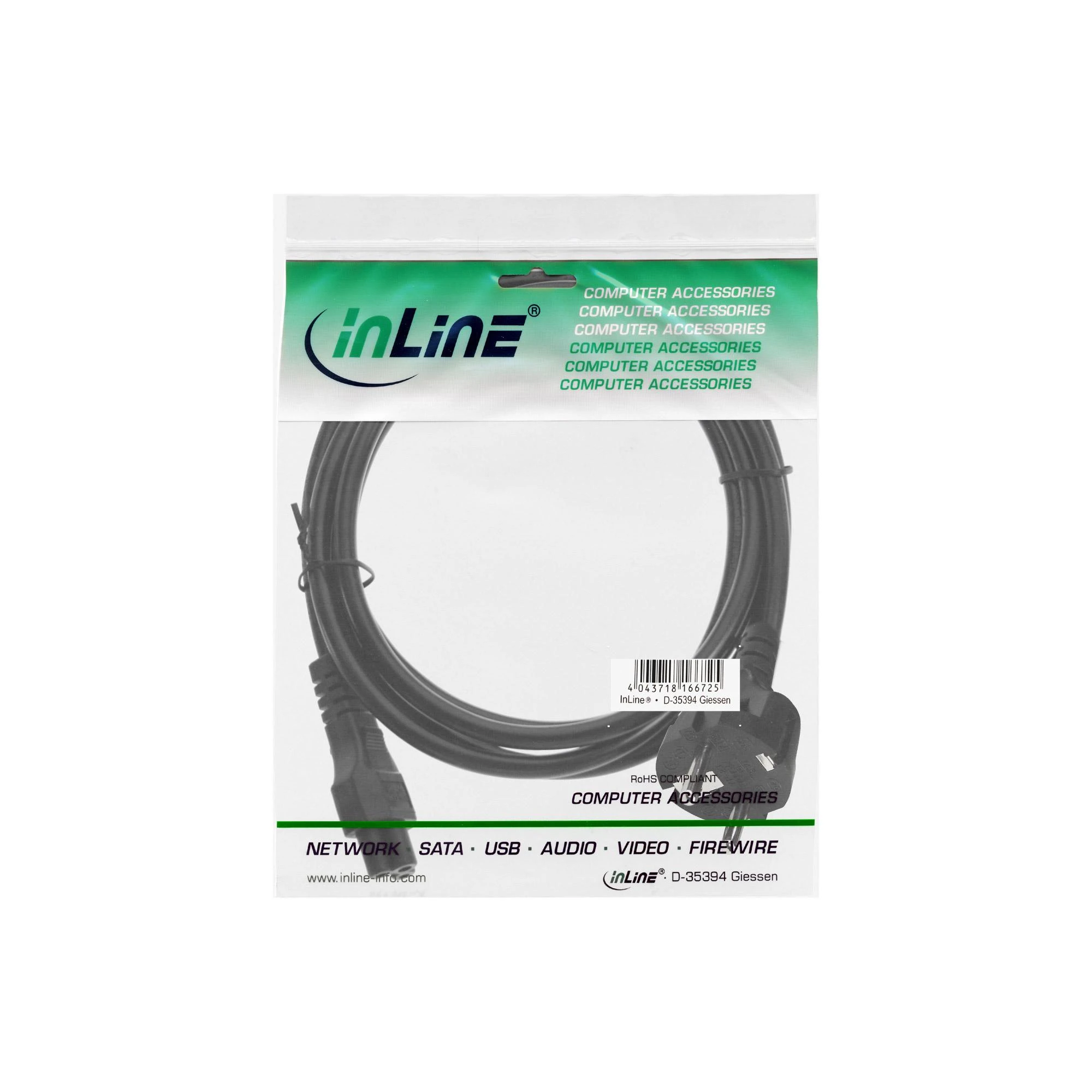 InLine maitinimo laidas 1,8m juoda (16656X)