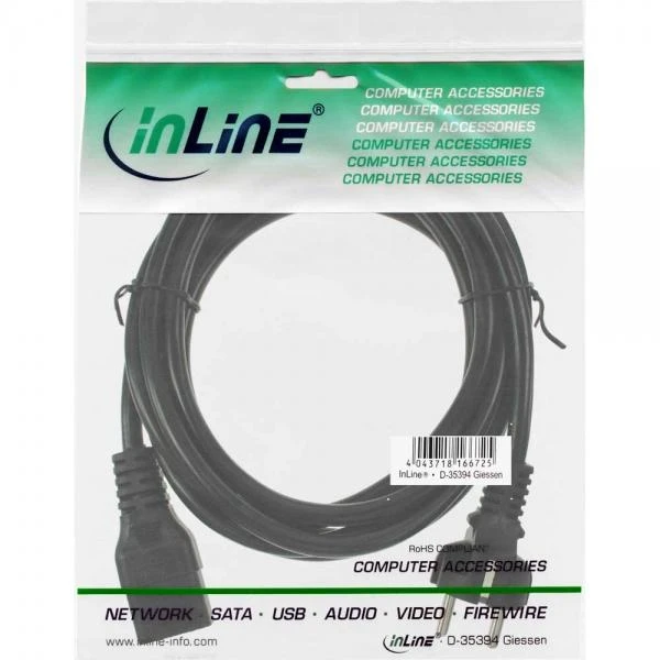 Maitinimo kabelis InLine 16A F tipo tiesus – IEC jungtis (16658G)