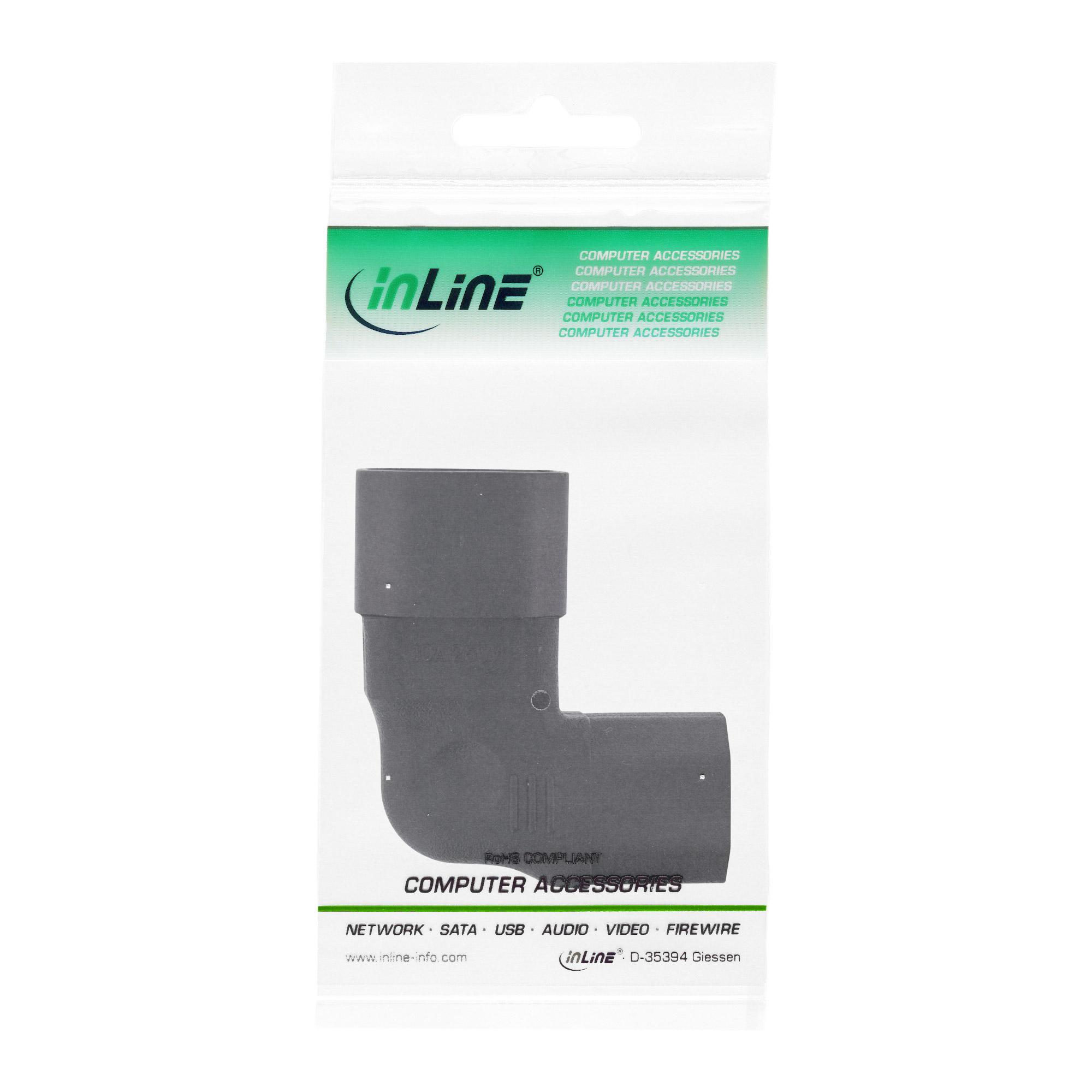 InLine ® Maitinimo adapteris IEC 60320 C14 / C13, kairysis/dešinis kampas, 3 kontaktų. šalto prietaiso vienetai