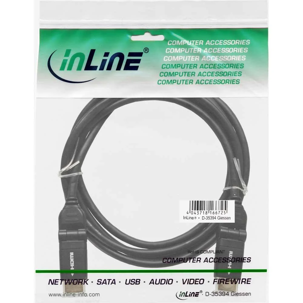 Kabelis InLine HDMI - HDMI 0.5m juoda (17055W)