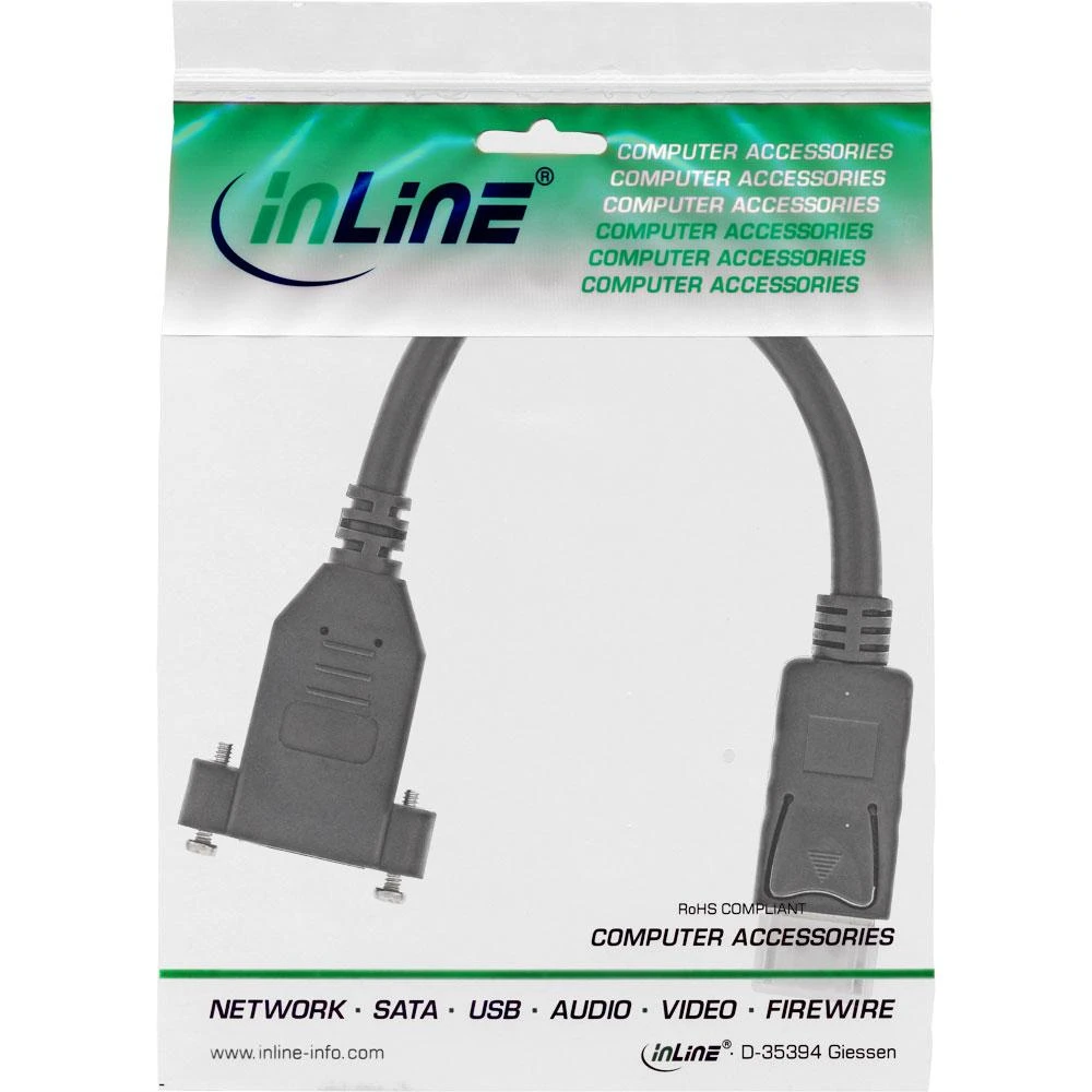 InLine DisplayPort kabelis 0,2 m pakuotėje
