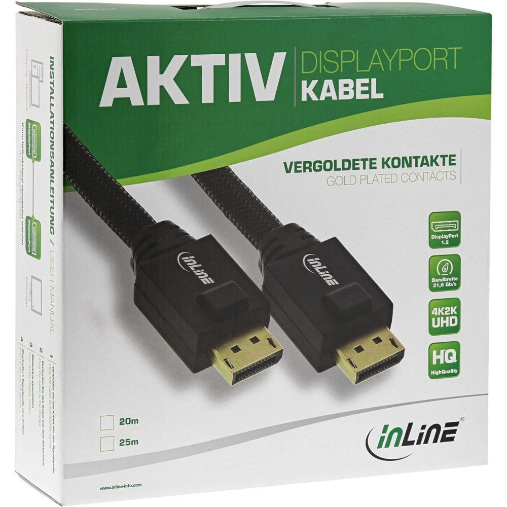 Kabelis InLine DisplayPort - DisplayPort 25m juoda (17125A)