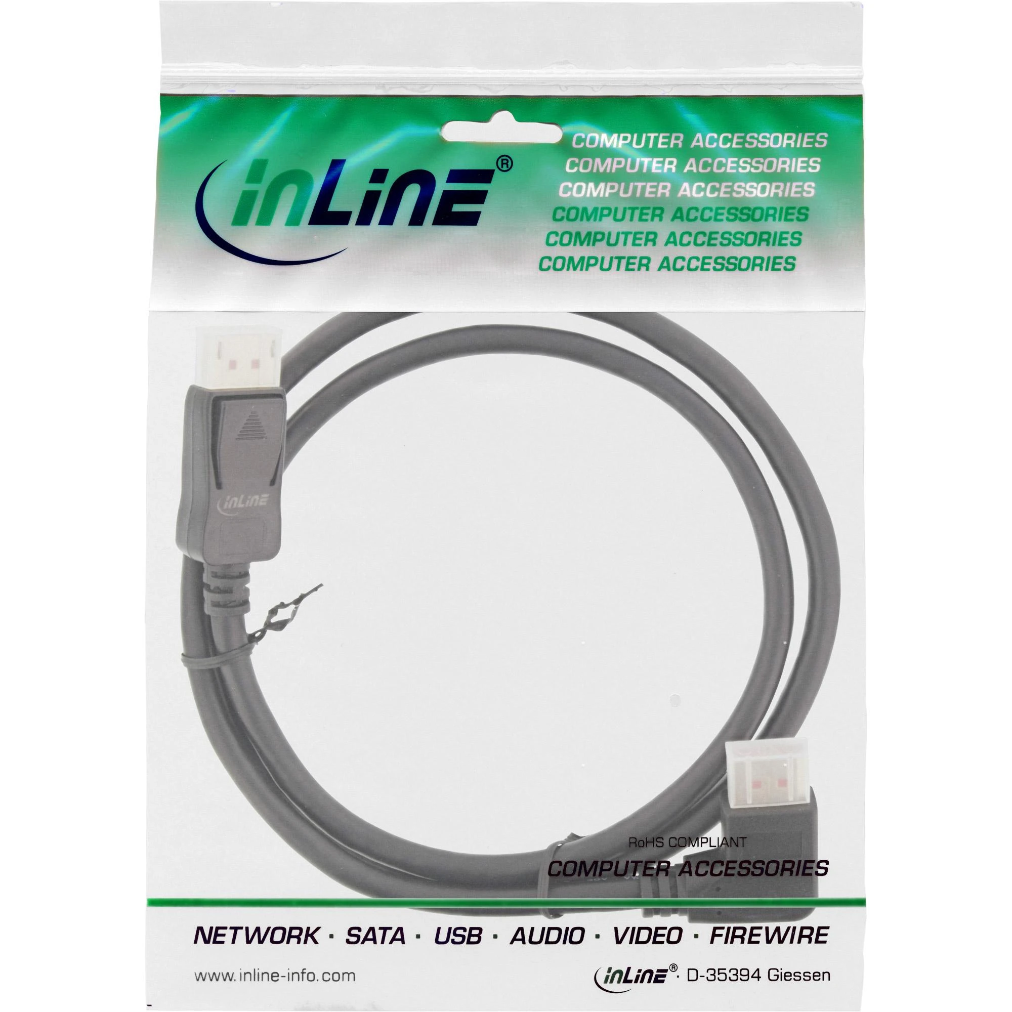 InLine DisplayPort laidas su kampine jungtimi pakuotėje