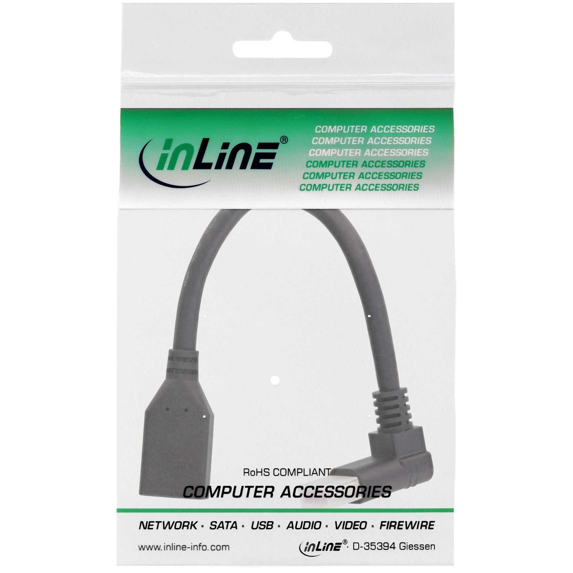 InLine DisplayPort adapterio laidas, 8K4K, pakreiptas į viršų – 0,15 m