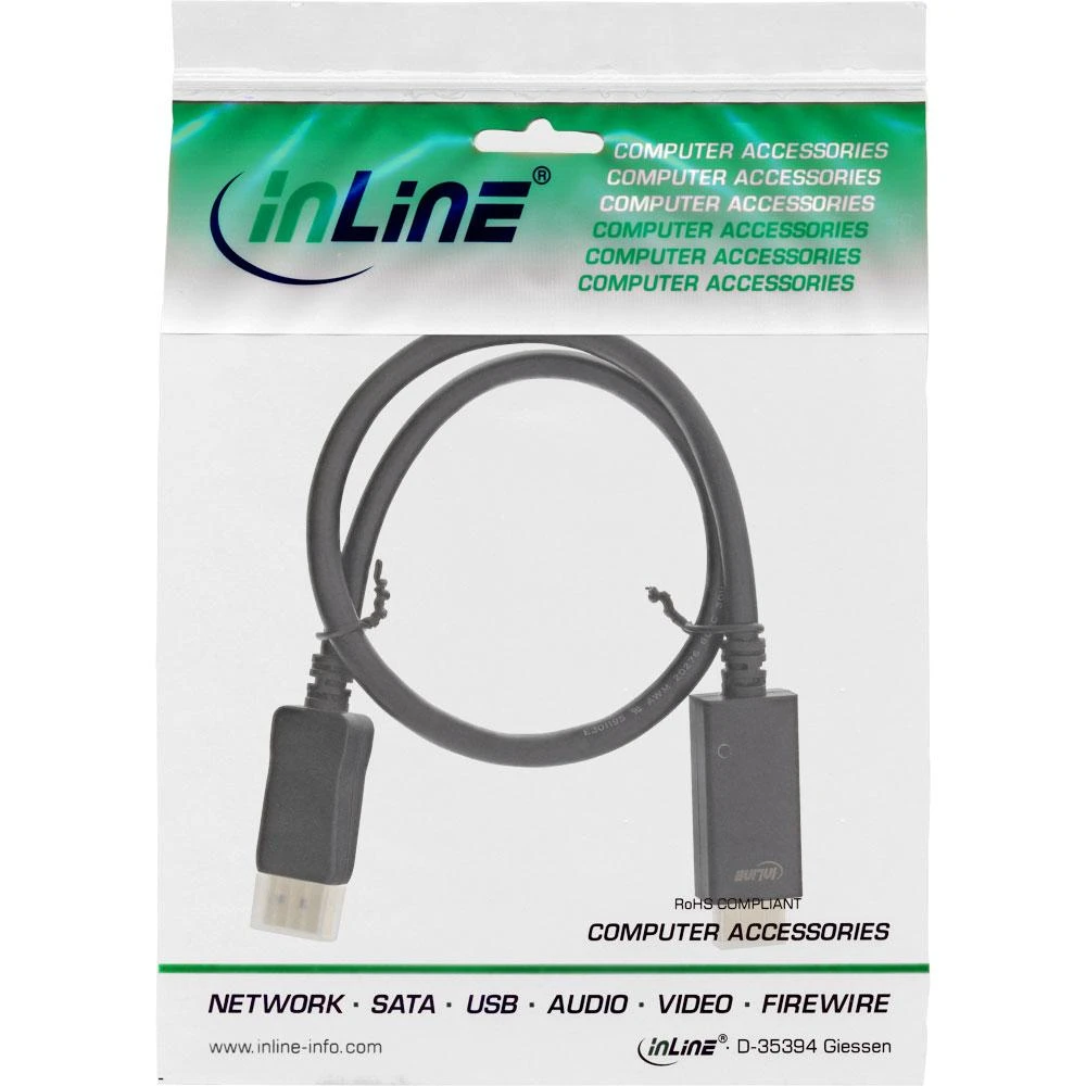 InLine DisplayPort į HDMI laidas su adapteriu pakuotėje