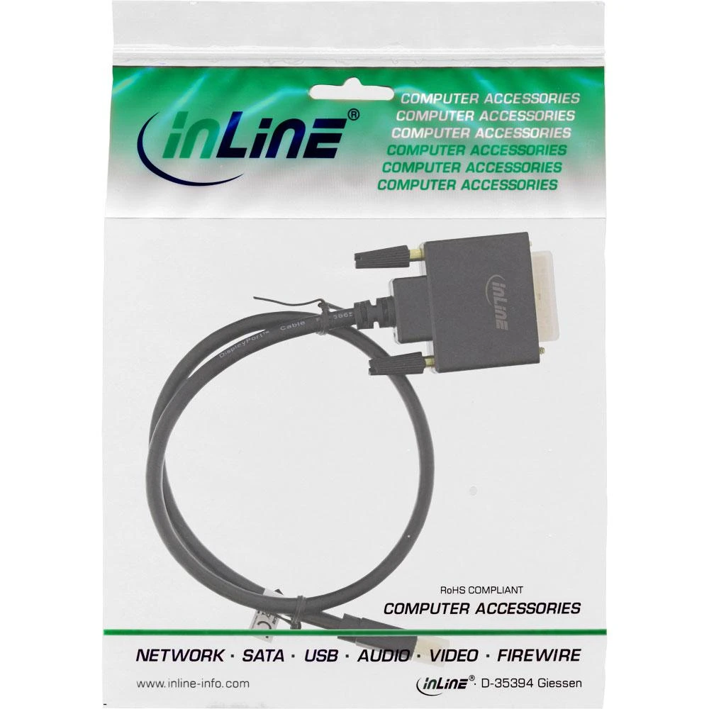 Kabelis InLine DisplayPort - DVI-D 0.5m juoda (17226)