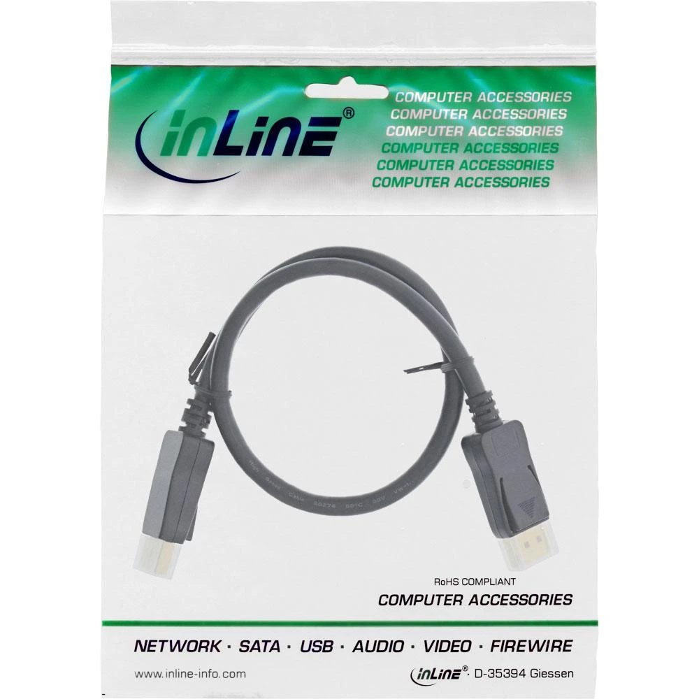 DisplayPort kabelis 0.5m InLine pakuotėje