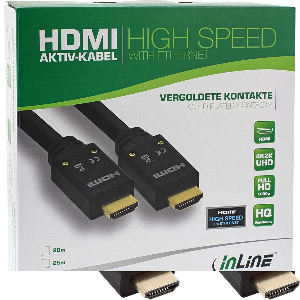 InLine HDMI kabelio pakuotė su techniniais parametrais