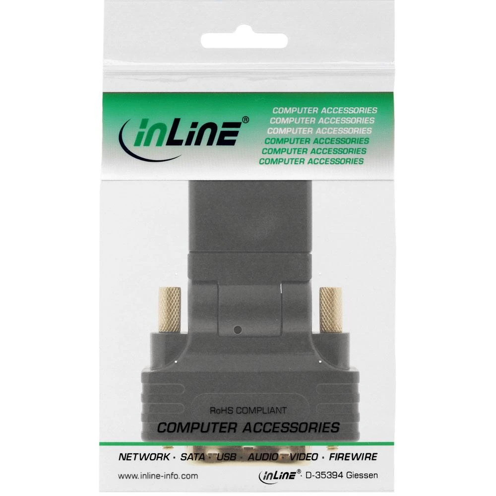 InLine HDMI-DVI adapteris, iš HDMI lizdo į DVI kištuką, lankstus kampas