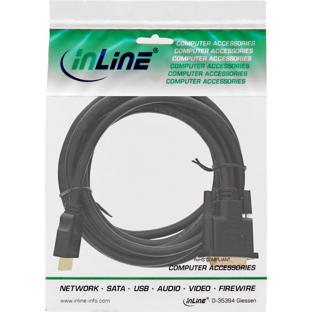 InLine HDMI į DVI adapterio kabelis didelės spartos, juodas - 3 m