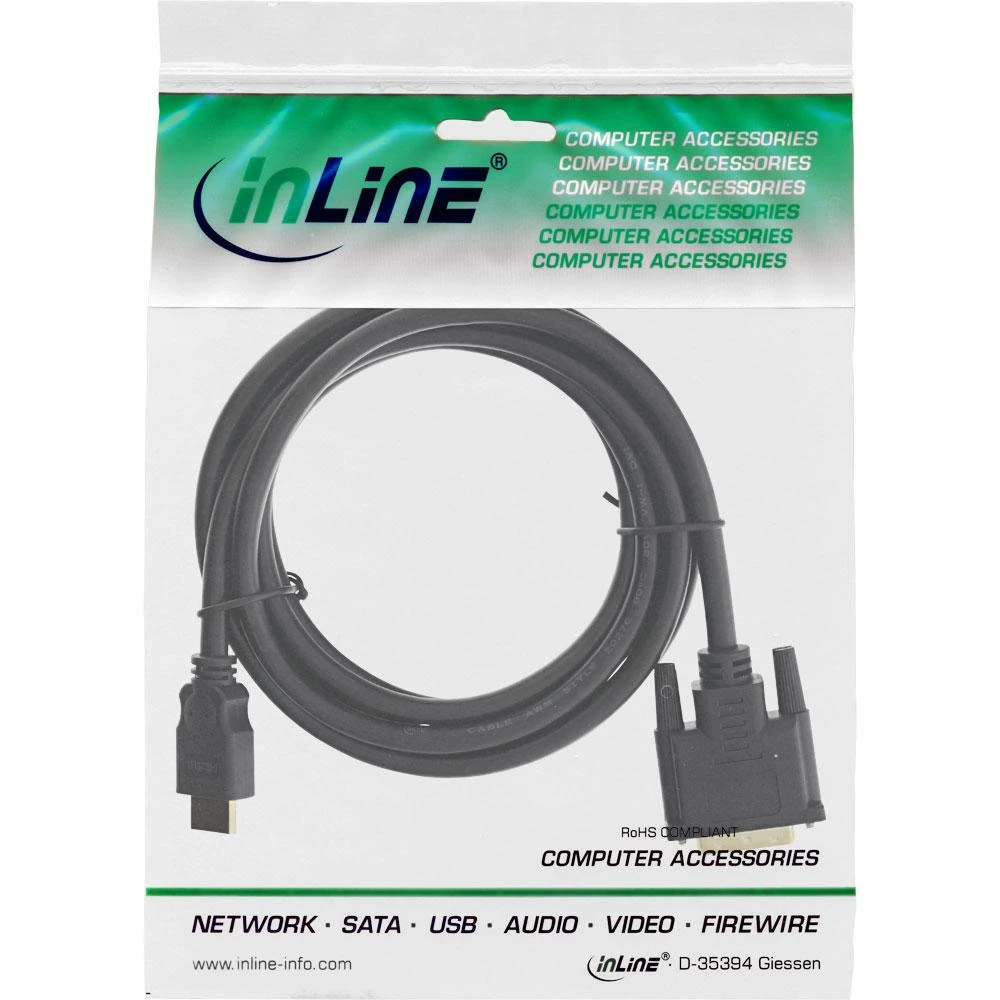 Kabelis InLine HDMI - DVI-D 5m juoda (17665P)