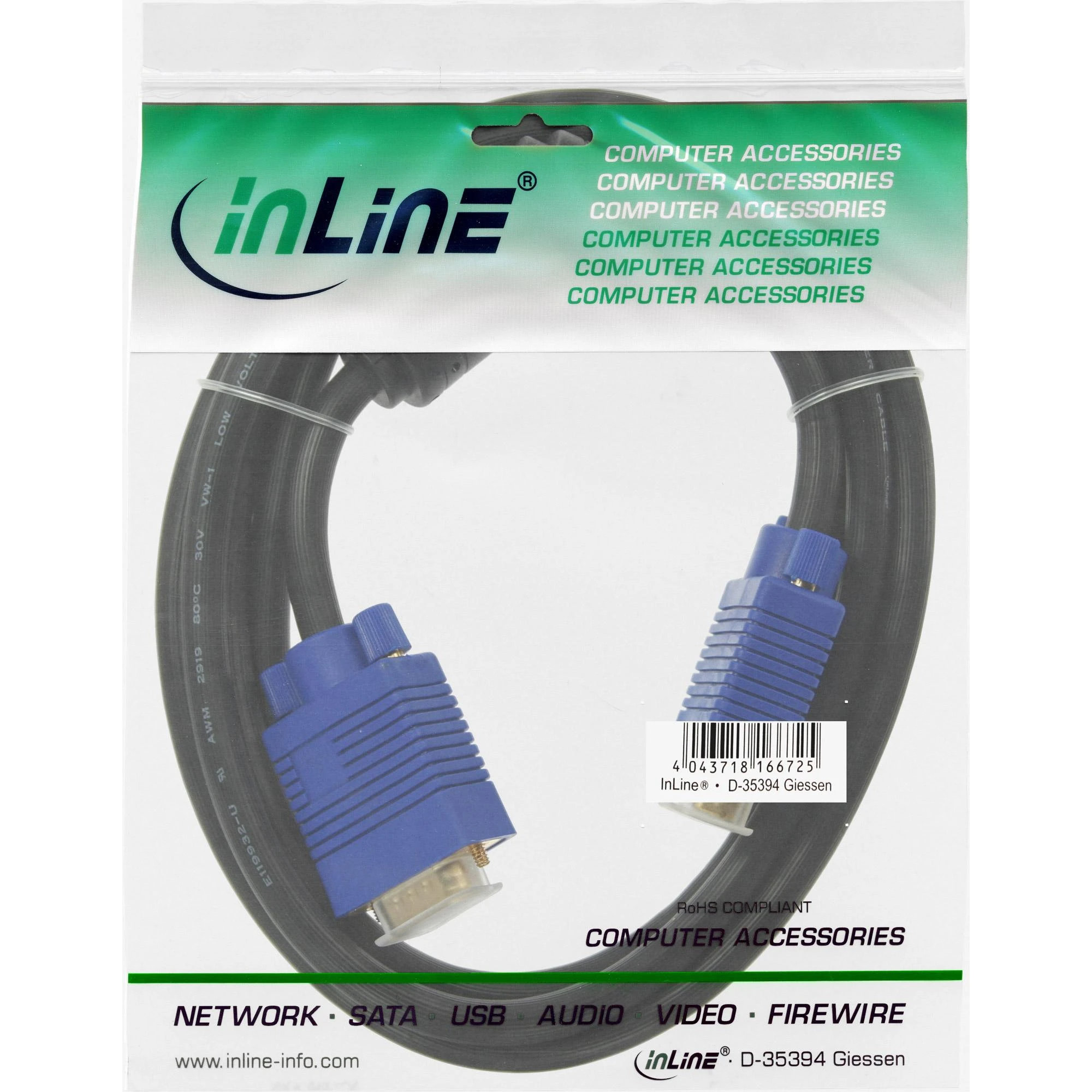InLine VGA laidas mėlynomis jungtimis