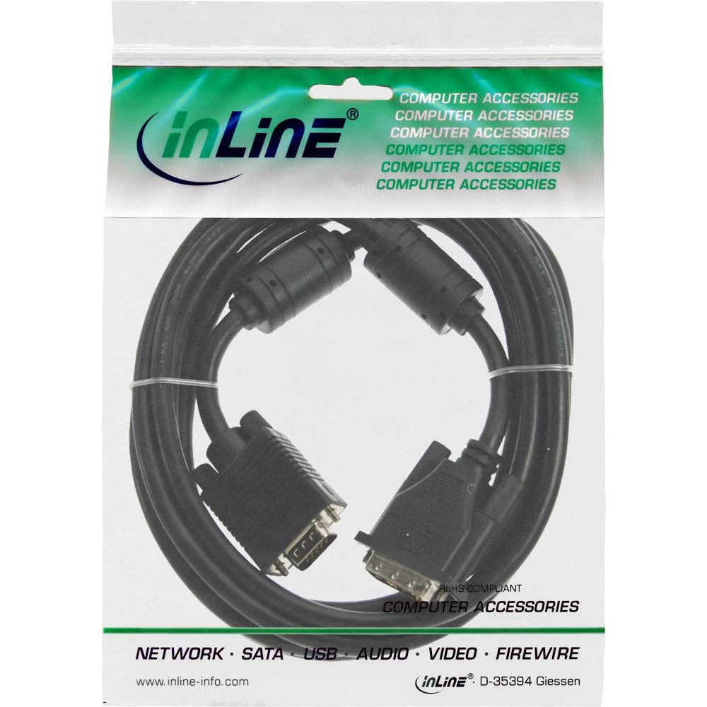 DVI-A į VGA InLine kabelis pakuotėje