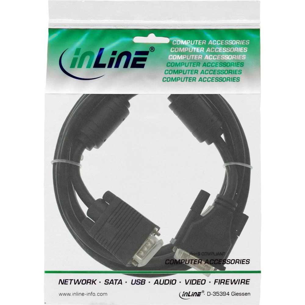 Kabelis InLine DVI-A - D-Sub (VGA) 5m juoda (17782B)