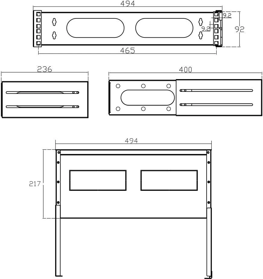 „InLine®“ 19 colių sulankstomas stelažas, 2U, 24–40 cm gylio, su dangčiu, pilkas