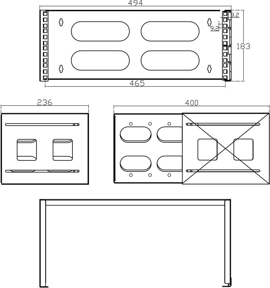 InLine® 19" foldable rack, 4U, 24-40cm depth, juodas