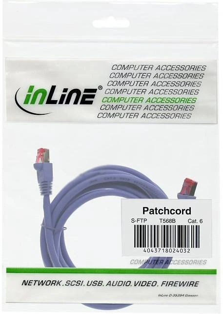 InLine Patch kabelis Cat.6, S/FTP (PiMf), 250MHz, violetinės spalvos - 1m