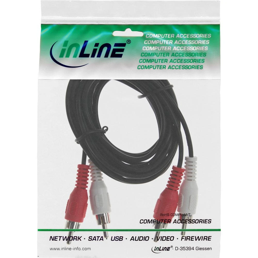 Inline 2x RCA į 2x RCA 20m garso kabelis pakuotėje