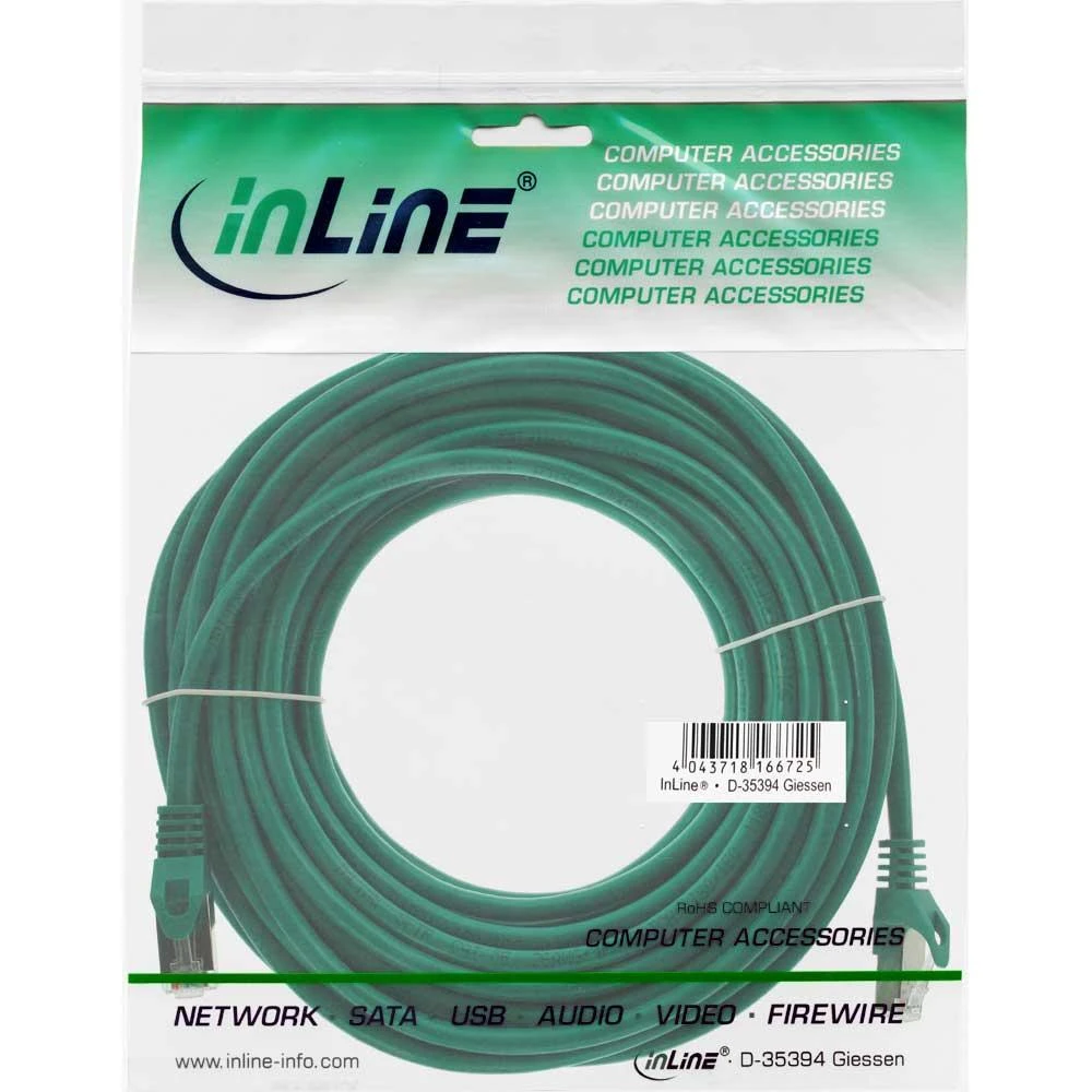 InLine Patchcord SF/UTP, Cat.5e, žalia 20m (72520G)
