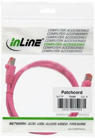 InLine Patchcord S/FTP, PiMF, Cat.6, PVC, rožinė 20m (76420M)
