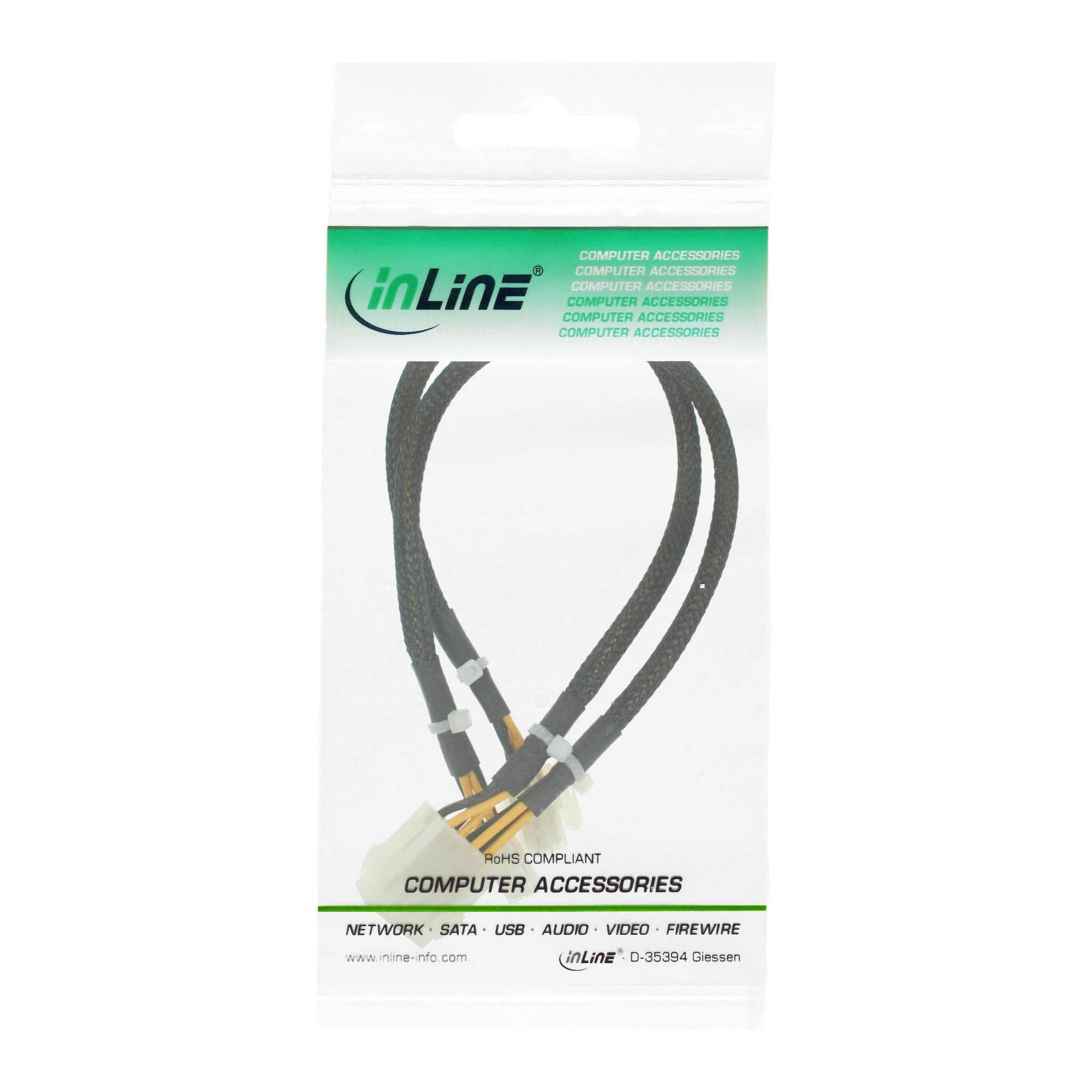 InLine ATX/EPS 8 kontaktų - ATX/EPS 8 kontaktų, 0,3m, Juodas (26630A)