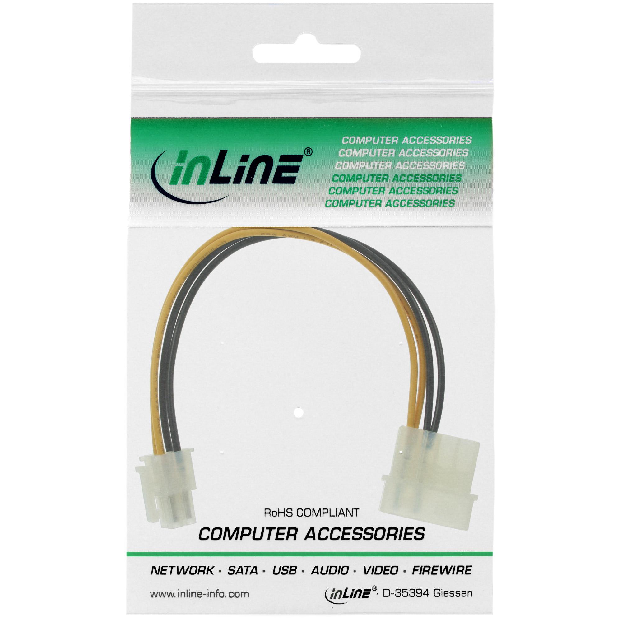 „InLine Molex“ – ATX/EPS 4 kontaktų, 0,2 m, „Geltonas“ (26632)