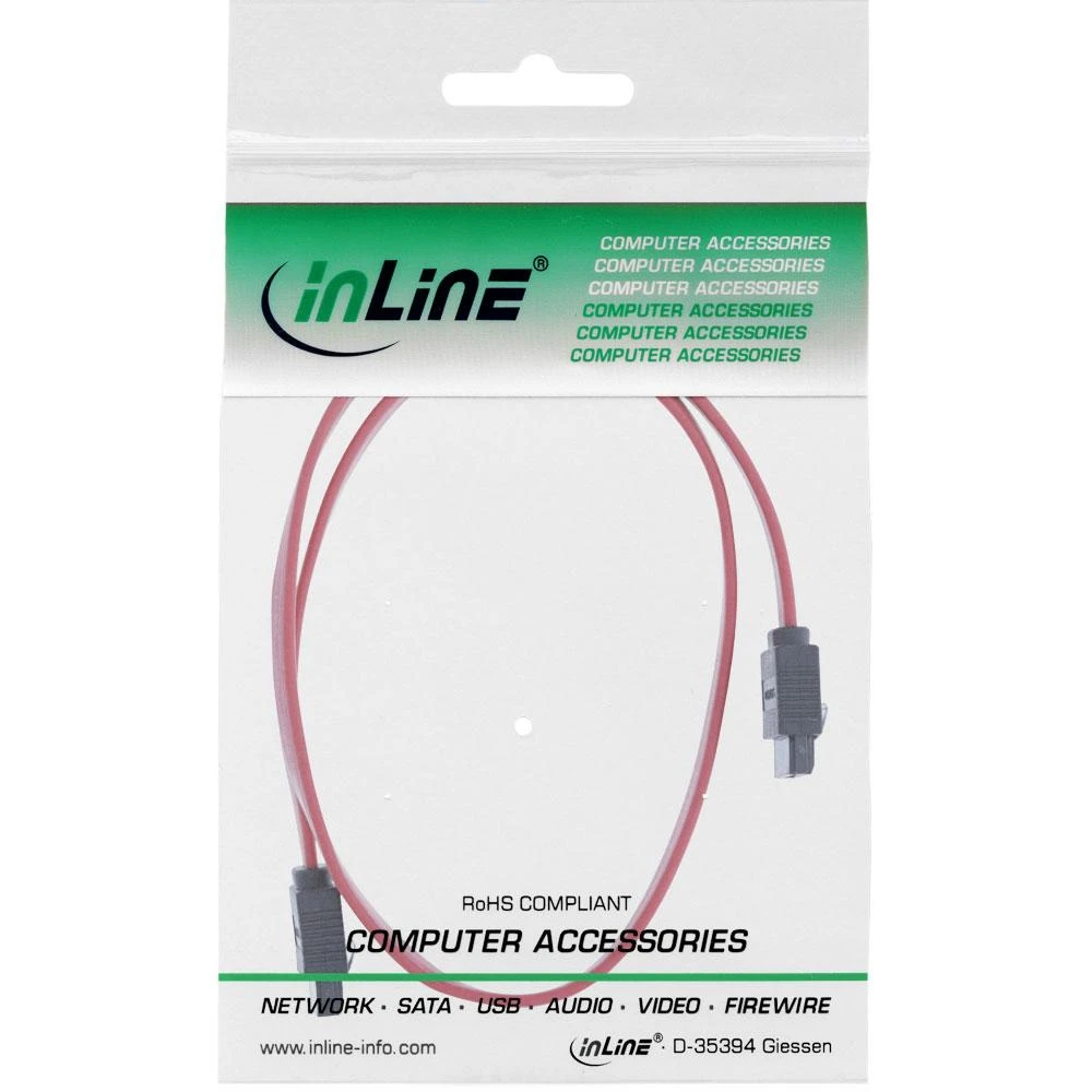 „InLine SATA III“ (6 Gb/s) kabelis, raudonas, 0,5 m ilgio